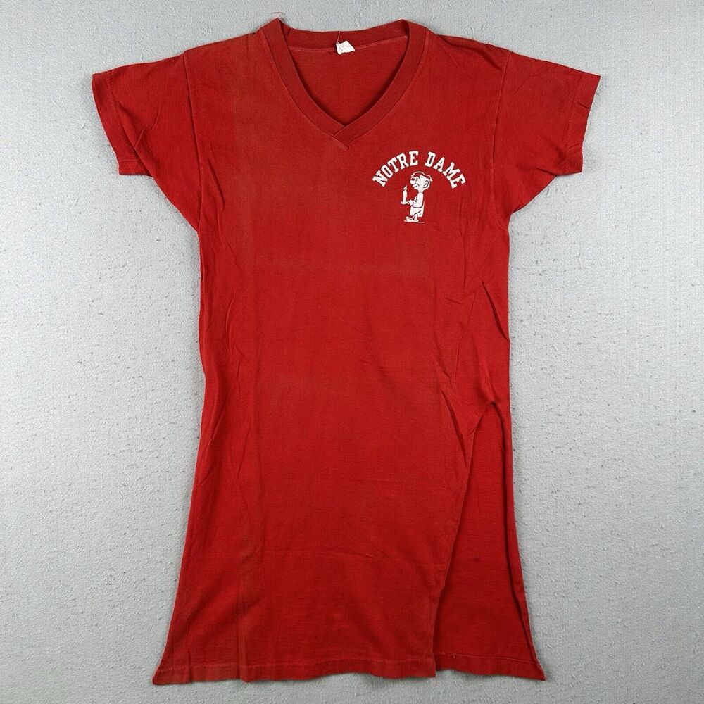 Vintage 40s 50s Champion Notre Dame Shirt‎ Men’s Medium Red V Neck Long Sleep